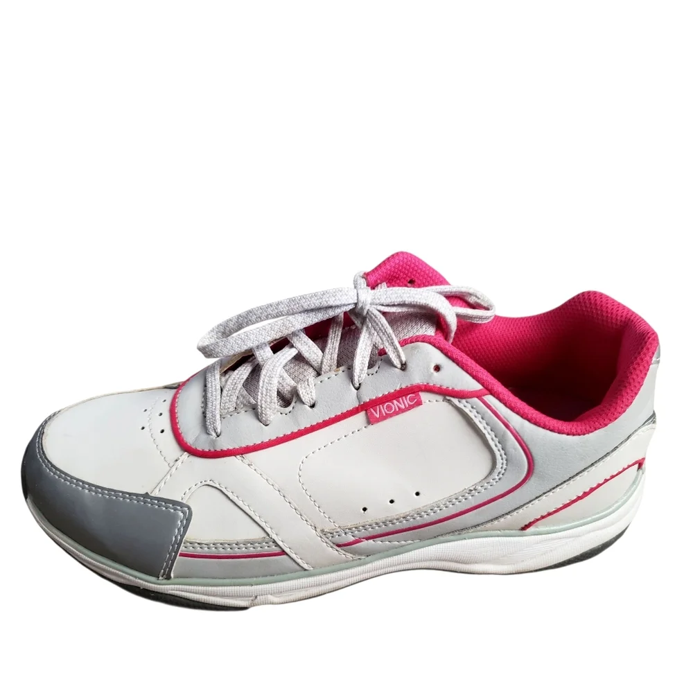 Vionic Sneakers Women's 7.5 Pink Gray Zen Walker Orthaheel Athletic Walk Shoes